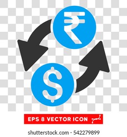 Dollar Rupee Exchange vector icon. Image style is a flat blue and gray pictogram symbol.