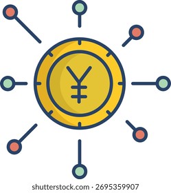 Diseño de icono de color lineal de rupia de dólar