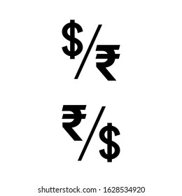 dollar and rupee symbol to compare their value stock vector