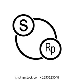 Icono de transacción dólar y rupia ilustración vectorial