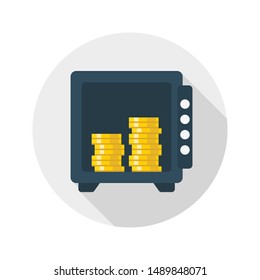 dollar safe glyph flat vector icon