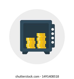 dollar safe glyph flat vector icon