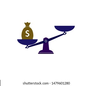 Dollar, scale icon. Vector illustration, flat design.