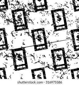 Dollar screen pattern, grunge, black image on white background
