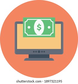 dollar screen vector flat colour icon