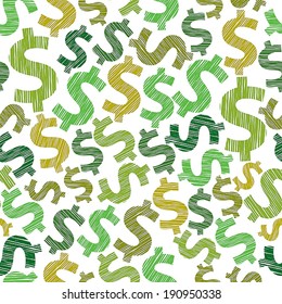 Dollar seamless background, economy and money theme vector seamless pattern.