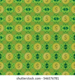 Dollar. seamless pattern. Simple fashion symbol for web site design or a button for mobile applications. Logo Illustrations
