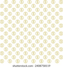 Dollar seamless pattern. White background.