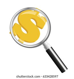 dollar search icon. simple outline dollar search vector icon. on white background.