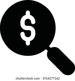 Icono de búsqueda en dólares para sitios web y aplicaciones