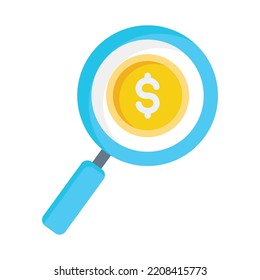 Dollar search Vector Icon which is suitable for commercial work and easily modify or edit it

