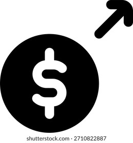 Diseño de Vector de envío de dólar en estilo moderno, concepto de transferencia de dinero y pago saliente, ilustración bancaria digital. Icono de glifo