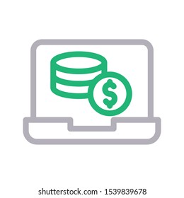  dollar seving vector color line icon