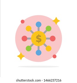 Dollar, Share, Network Abstract Circle Background Flat color Icon. Vector Icon Template background