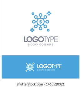 Dollar, Share, Network Blue Outline Logo Place for Tagline. Vector Icon Template background