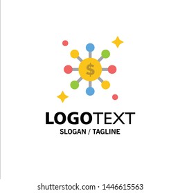 Dollar, Share, Network Business Logo Template. Flat Color