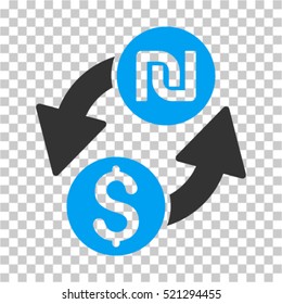 Dollar Shekel Exchange icon. Vector pictograph style is a flat symbol, color, chess transparent background. Designed for software and web interface toolbars and menus.