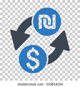 Dollar Shekel Exchange icon. Vector pictograph style is a flat symbol, color, chess transparent background. Designed for software and web interface toolbars and menus.