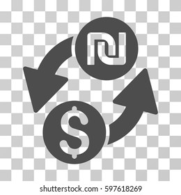 Dollar Shekel Exchange icon. Vector illustration style is flat iconic symbol, gray color, transparent background. Designed for web and software interfaces.