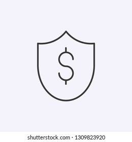 Dollar with shield icon isolated on background. Insurance symbol modern, simple, vector, icon for website design, mobile app, ui. Vector Illustration