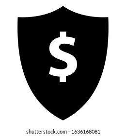 Dollar and shield on white