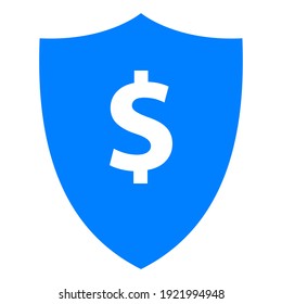 Dollar and shield on white