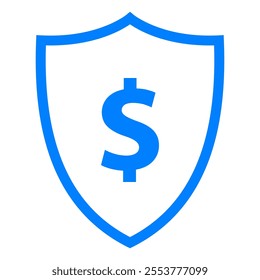Dollar and shield on white