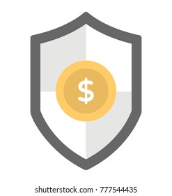 
A dollar shield presenting financial security concept, flat vector icon
