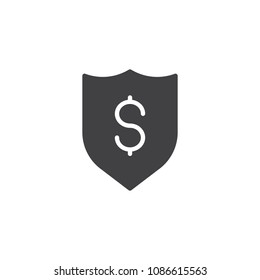 Dollar shield vector icon. filled flat sign for mobile concept and web design. Bank savings protection simple solid icon. Money security symbol, logo illustration. Pixel perfect vector graphics