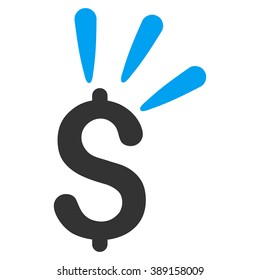 Dollar Shine vector icon. Style is bicolor flat symbol, blue and gray colors, white background.