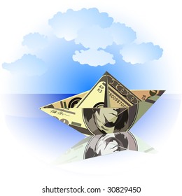 Dollar ship. Vector.