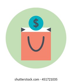 Dollar Shopping Bag Colored Vector Illustration