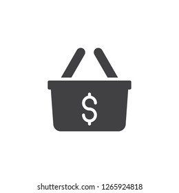 Dollar shopping basket vector icon. filled flat sign for mobile concept and web design. Shopping bag simple solid icon. Symbol, logo illustration. Pixel perfect vector graphics