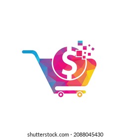 Dollar Einkaufswagen Vektorsymbol. Money Troley einfache feste Symbol. Schnelles Logo-Template-Design für den Shop.