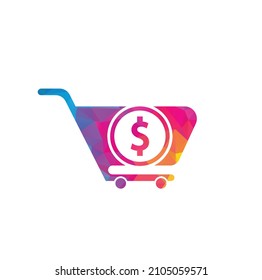 Dollar Einkaufswagen Vektorsymbol. Money Troley einfache feste Symbol. Schnelles Logo-Template-Design für den Shop.	
