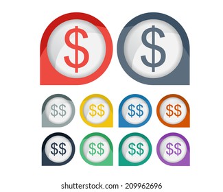 Dollar Sigh Icon Symbol With Colorful Border