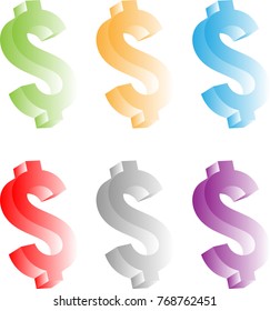 Dollar Sign 3d Vector Art Illustration