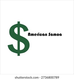 Dollar Sign with American Samoa Text Representing Economy, Finance, and Currency Concept