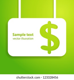 Dollar sign applique background. Vector illustration for your business design. Picture of the green money symbol. Easy to edit and change color.