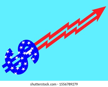 Dollar sign arrow with American Flag vector