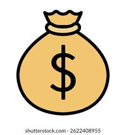 Icono de la bolsa de signo de dólar. Vector.