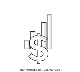 Dollar Sign and Bar Graph Illustration