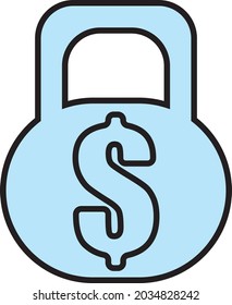 Sinal de dólar barbell, ilustração, vetor, em um fundo branco.