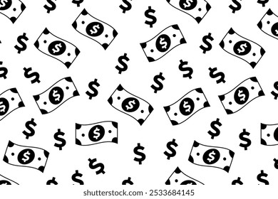 Dollar sign dollar bill seamless vector editable pattern background. cash and Money sign vector pattern background