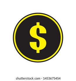 Dollar sign in a black circle icon,vector.