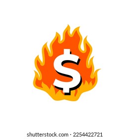 The dollar sign is blazing with fire