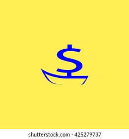 dollar sign, boat, icon
