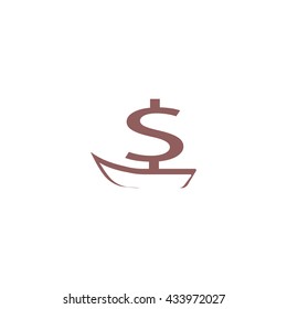 dollar sign, boat, icon