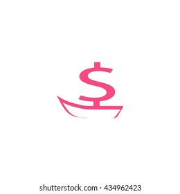 dollar sign, boat, icon
