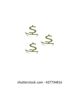 dollar sign, boat, icon